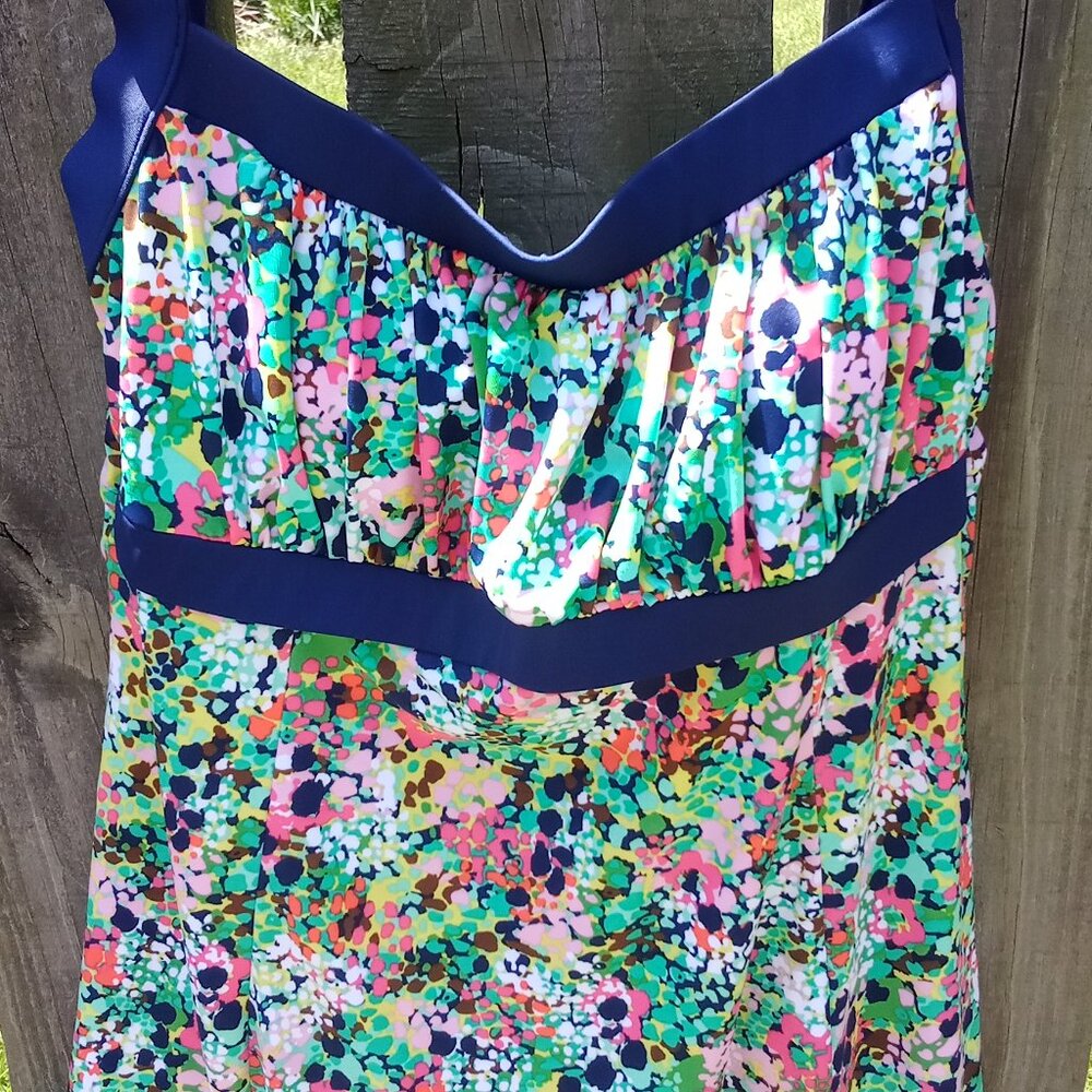 Rose Marie Reid Swimsuit One Piece Modest Print Size 12 Multicolor Padded - Picture 7 of 14
